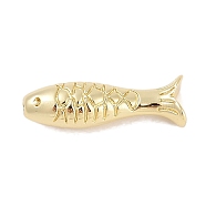 Brass Beads, Long-Lasting Beads, Lead Free & Cadmium Free, Fish, Real 18K Gold Plated, 17.5x6x5.5mm, Hole: 1mm(KK-Q028-05G)