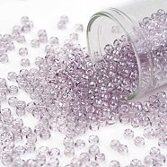 TOHO Round Seed Beads, Japanese Seed Beads, (632) Light Lavender Transparent Luster, 8/0, 3mm, Hole: 1mm, about 222pcs/10g(X-SEED-TR08-0632)