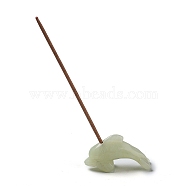 Natural Green Aventurine Incense Burners, Incense Holders, Home Office Teahouse Zen Buddhist Supplies, Dolphin, 22x38.5x7.5mm, Hole: 2.5mm(AJEW-M226-01B)
