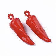 Opaque Acrylic Pendants, Pepper, Red, 46x14x14mm, Hole: 2mm, about 130pcs/500g(MACR-Q235-03)