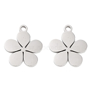 316 Stainless Steel Charms, Laser Cut, Stainless Steel Color, Flower, 14.5x12.5x1.5mm, Hole: 1.5mm(STAS-C096-10C-P)