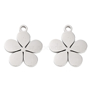 Non-Tarnish 316 Stainless Steel Charms, Laser Cut, Stainless Steel Color, Flower, 14.5x12.5x1.5mm, Hole: 1mm(STAS-C096-10C-P)