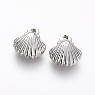304 Stainless Steel Charms, Shell, Stainless Steel Color, 12.5~12.7x10.7~11x4.2~4.5mm, Hole: 1.6~1.8mm(STAS-I105-37P)