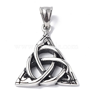 304 Stainless Steel Pendants, Triple Horn Charm, Antique Silver, 32x29.5x5mm, Hole: 5x7.5mm(X-STAS-C065-15AS)