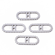201 Stainless Steel Links Connectors, Laser Cut, Oval with Letter, Stainless Steel Color, Letter.H, 15x6x1mm, Hole: 4x5~7mm(STAS-N091-41H)