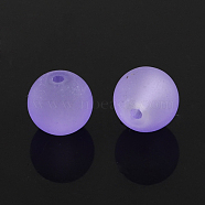 Transparent Glass Beads Strands, Frosted, Round, Medium Purple, 10mm, Hole: 1.3~1.6mm, about 80pcs/strand, 31.4 inch(X-GLAA-S031-10mm-25)