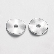 Tibetan Style Alloy Wavy Spacer Beads, Flat Round, Cadmium Free & Nickel Free & Lead Free, Silver, 10x1mm, Hole: 2mm(K0NWF022)