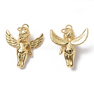Brass Pendants, with Jump Ring, Angel Charm, Real 18K Gold Plated, 20x17.5x6mm, Hole: 3.4mm(KK-E068-VF279)
