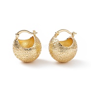 Textured Ball Brass Huggie Hoop Earrings for Women, Real 18K Gold Plated, 23x19x19.5mm, Pin: 0.4mm(EJEW-A064-13G-RS)