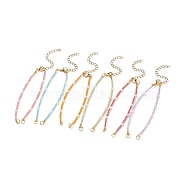Glass Seed Beaded Bracelets, for Link Bracelet Making, with 304 Stainless Steel Extender Chain & Lobster Claw Clasp, Mixed Color, 17x0.2cm, Hole: 3.6mm, 6pcs/set(AJEW-JB01139)