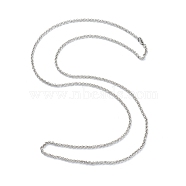 304 Stainless Steel Rolo Chain Necklaces, with Lobster Claw Clasps, Stainless Steel Color, 29.64 inch(75.3cm), 3mm(NJEW-I248-11B-P)