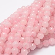 Dyed Natural White Jade Round Beads Strands, Faceted, Pink, 8mm, Hole: 1mm, about 48pcs/strand, 15.3 inch(X-G-E313-8mm-02)