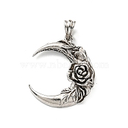Alloy Pendants, Long-Lasting Plated, Lead Free & Cadmium Free, Moon Charm, Antique Silver, 42.5x35x11mm, Hole: 9.4x5.2mm(PALLOY-K010-05AS)