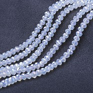 Electroplate Glass Beads Strands, Imitation Jade Beads, AB Color Plated, Faceted, Rondelle, Mint Cream, 3x2mm, Hole: 0.8mm, about 165~169pcs/strand, 15~16 inch(38~40cm)(EGLA-A034-J2mm-B06)