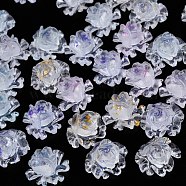 Transparent Resin Cabochons, with Glitter Powder, Flower, Mixed Color, 11.5x11.5x7mm(CRES-N030-025-B)