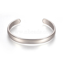 304 Stainless Steel Cuff Bangles, Stainless Steel Color, 2-1/4x1-5/8 inch(5.7x4cm), 8mm(STAS-I110-10-8mm-P)