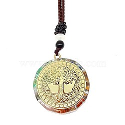 Resin & Natural & Synthetic Mixed Gemstone Pendant Necklaces, Tree of Life, 25.59 inch(65cm)(OG4289-02)