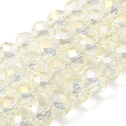 Electroplate Glass Beads Strands, AB Color Plated, Faceted, Rondelle, Beige, 8x5~6.5mm, Hole: 1mm, about 72pcs/strand, 16.5 inch(EGLA-D020-8x5mm-70)