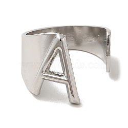 Non-Tarnish 201 Stainless Steel Finger Rings, Letter A, Inner Diameter: 18mm(RJEW-H223-04P-A)