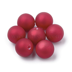 Eco-Friendly Plastic Imitation Pearl Beads, Rubberized Style, High Luster, Grade A, Half Drilled, Round, Red, 6mm, Half Hole: 1.4mm(MACR-T014-6mm-01)