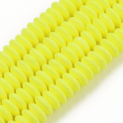 Handmade Polymer Clay Beads Strands, Flat Round, Yellow, 8.5~9x3.5mm, Hole: 1.6mm, about 112pcs/strand, 15.75 inch~16.14 inch(40~41cm)(X-CLAY-N008-064-A06)