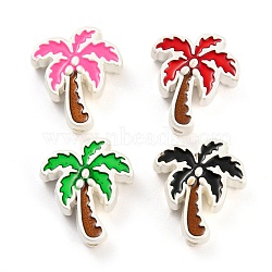 Alloy Enamel Beads, Matte Silver Color, Coconut Tree, Mixed Color, 16.5x15x6mm, Hole: 1.8mm(FIND-G062-26MS)