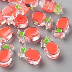 Transparent Enamel Acrylic Beads, Pineapple, Tomato, 25x15x9mm, Hole: 3.5mm(TACR-S155-002A)