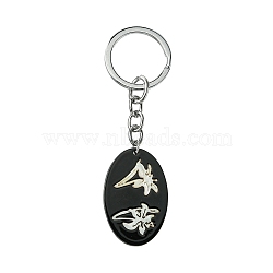 Acrylic & Shell Keychains, with Alloy Split Key Rings, Oval, 9.4cm, Pendant: 40mm(KEYC-YW00009-07)