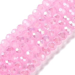 Baking Electroplate Glass Beads Strands, AB Color, Faceted, Round, Hot Pink, 6x5mm, Hole: 1mm, about 83~84pcs/strand, 16.14''(41~41.5cm)(DGLA-A039-J6MM-B16)