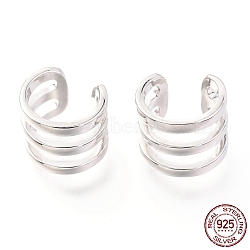 Rhodium Plated 925 Sterling Silver Cuff Earrings, Platinum, 11x9mm(EJEW-H124-12P)