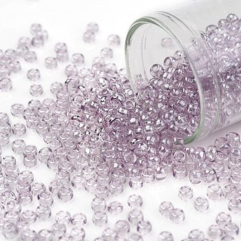 TOHO Round Seed Beads, Japanese Seed Beads, (632) Light Lavender Transparent Luster, 8/0, 3mm, Hole: 1mm, about 222pcs/10g