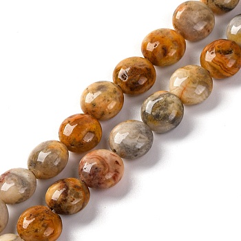 Natural Crazy Agate Beads Strands, Flat Round, 7.5~8x4.5~5mm, Hole: 1.2mm, about 50~51pcs/strand, 14.57~15.35 inch(37~39cm)