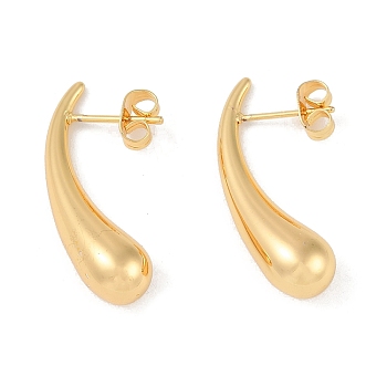 201 Stainless Steel Teardrop Stud Earrings, with 304 Stainless Steel Pin, Golden, 29x7.5mm