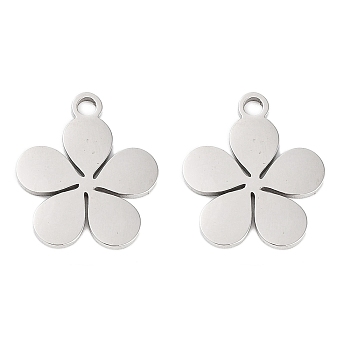 316 Stainless Steel Charms, Laser Cut, Stainless Steel Color, Flower, 14.5x12.5x1.5mm, Hole: 1.5mm
