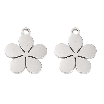 Non-Tarnish 316 Stainless Steel Charms, Laser Cut, Stainless Steel Color, Flower, 14.5x12.5x1.5mm, Hole: 1mm