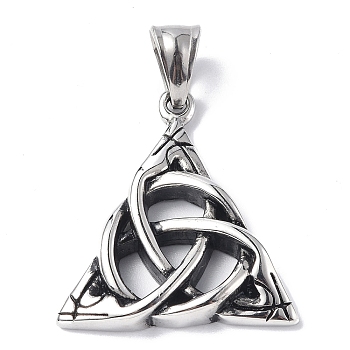 304 Stainless Steel Pendants, Triple Horn Charm, Antique Silver, 32x29.5x5mm, Hole: 5x7.5mm