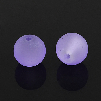 Transparent Glass Beads Strands, Frosted, Round, Medium Purple, 10mm, Hole: 1.3~1.6mm, about 80pcs/strand, 31.4 inch