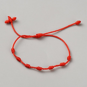 Nylon Cord Braided Bracelets for Men Women, Red, Inner Diameter: 2~3-1/8 inch(5~7.8cm)