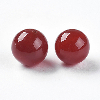 Natural Carnelian Beads, Half Drilled, Dyed & Heated, Round, 10mm, Hole: 1mm