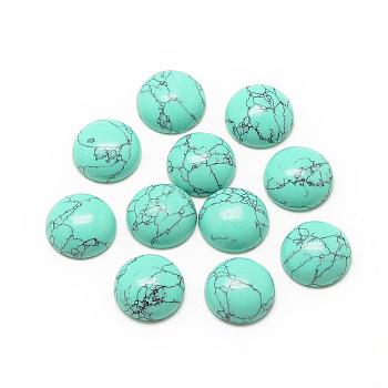 Synthetic Turquoise Cabochons, Dyed, Half Round/Dome, 16x6mm