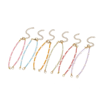 Glass Seed Beaded Bracelets, for Link Bracelet Making, with 304 Stainless Steel Extender Chain & Lobster Claw Clasp, Mixed Color, 17x0.2cm, Hole: 3.6mm, 6pcs/set