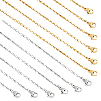 20Pcs 2 Colors 304 Stainless Steel Cable Chain Necklaces Set, for Beadable Necklace Making, Golden & Stainless Steel Color, 17.72 inch(450mm), 10pcs/color