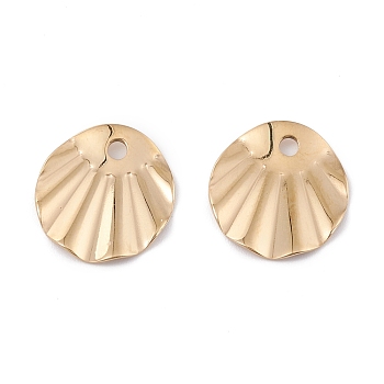 Ion Plating(IP) 316 Surgical Stainless Steel Charms, Leaf, Real 24K Gold Plated, 14x12.5x1mm, Hole: 1.6mm