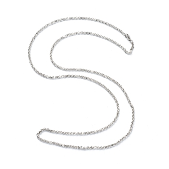 304 Stainless Steel Rolo Chain Necklaces, with Lobster Claw Clasps, Stainless Steel Color, 29.64 inch(75.3cm), 3mm
