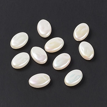 Opaque Acrylic Beads, Imitation Pearl, AB Color, Oval, White, 12x8x4mm, Hole: 1.4mm