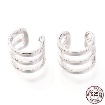 Rhodium Plated 925 Sterling Silver Cuff Earrings, Platinum, 11x9mm