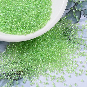 MIYUKI Round Rocailles Beads, Japanese Seed Beads, 11/0, (RR228) Light Green Lined Crystal, 11/0, 2x1.3mm, Hole: 0.8mm, about 50000pcs/pound