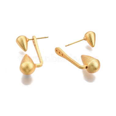 Rack Plating Brass Teardrop Front Back Stud Earrings for Women(EJEW-G321-15MG)-3