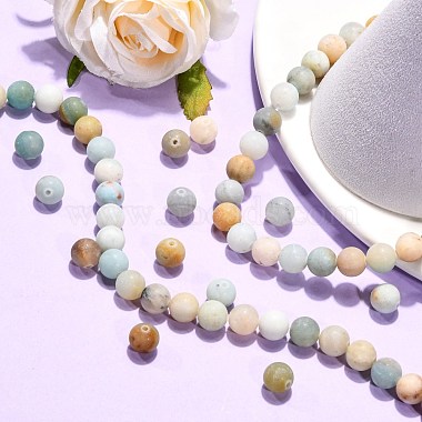 Brins de perles d'amazonite de fleurs naturelles(G-G692-01F-8mm)-6