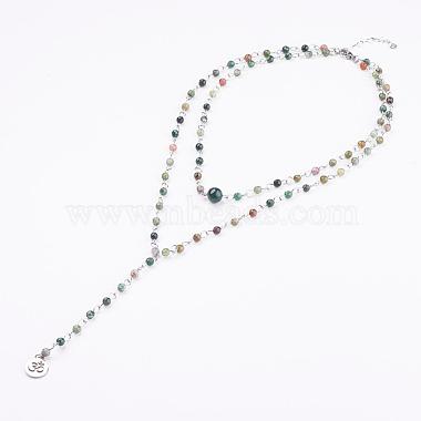 Natural Indian Agate Lariat Necklaces(NJEW-JN01961-01)-1